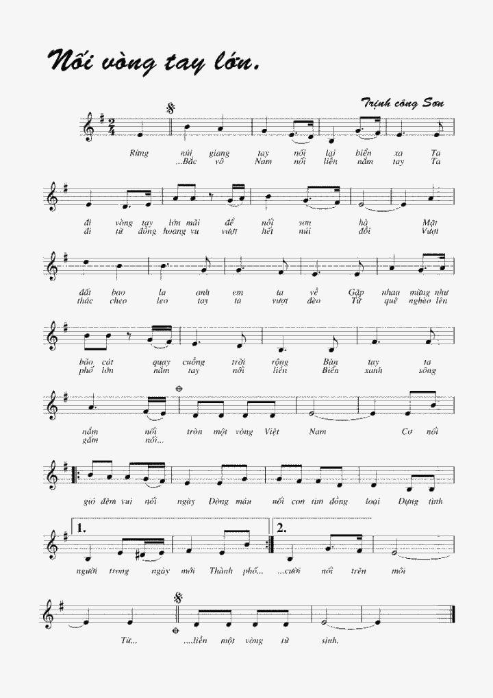 Sheet nhạc Nối Vòng Tay Lớn